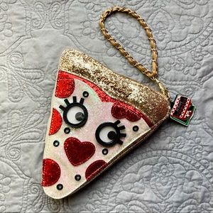 Betsey Johnson Pizza Wristlet Purse Glitter